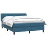 vidaXL Boxspring met matras fluweel donkerblauw 160x220 cm
