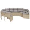 vidaXL Tuinbank met kussens rond poly rattan beige