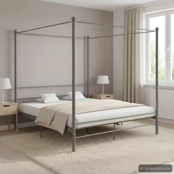 vidaXL Hemelbedframe metaal grijs 180x200 cm