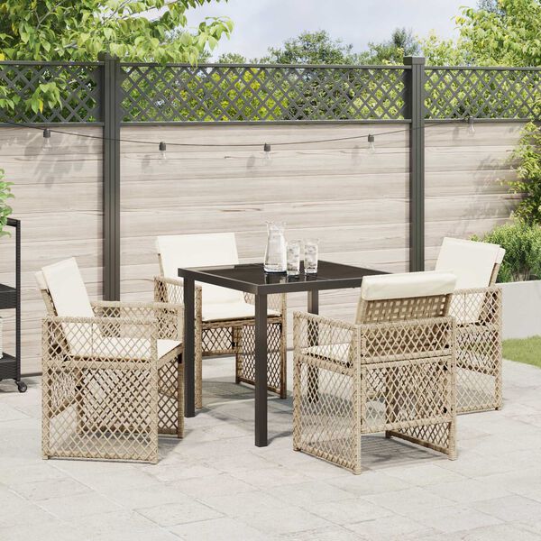 vidaXL Tuin eettafelset 5 pcs Beige poly rattan