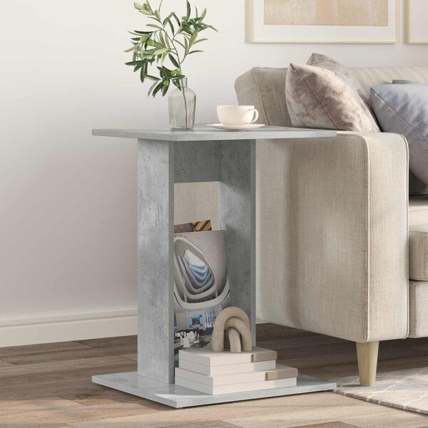 vidaXL Bijzettafel Beton Grijs 45 x 40 x 62,5 cm Bewerkt hout