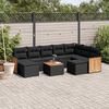 vidaXL 10-delige Loungeset met kussens poly rattan zwart