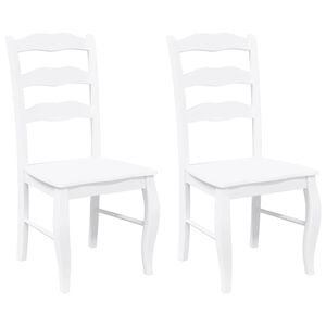 vidaXL Eetkamerstoelen 2 stuks Wit Massief Hout Rubber