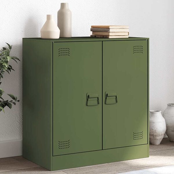 vidaXL Dressoir 67x39x73 cm staal olijfgroen