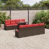 vidaXL Tuin Sofa Set met opslag 9 pcs Bruin en Rood poly rattan
