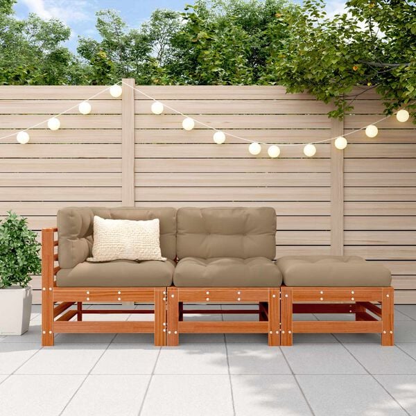 vidaXL Sectie Sofa Eenheden 3 Stuk Wasbruin Massief grenenhout