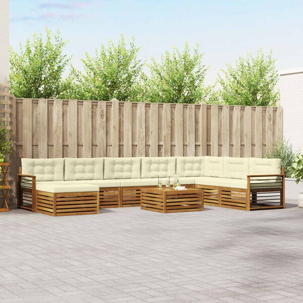 vidaXL Sofa-Sets 9 pcs Natuurlijk en Cr&egrave;me Massief Acaciahout