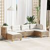 vidaXL 6-delige Loungeset met kussens poly rattan beige