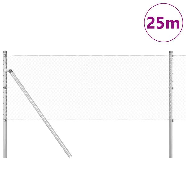 vidaXL Afrasteringspaal Zilver 25 x 0,6 m (13 mm gaas) Staal