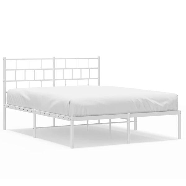 vidaXL Bedframe met hoofdbord metaal wit 120x190 cm