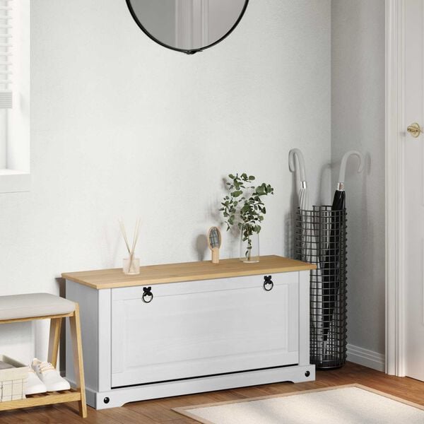 vidaXL Schoenenkast Corona Wit 99 x 32 x 49 cm Massief grenenhout