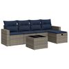 vidaXL 6-delige Loungeset met kussens poly rattan grijs