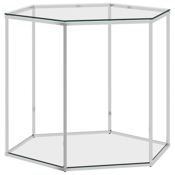 vidaXL Salontafel 60x53x50 cm roestvrij staal en glas zilverkleurig