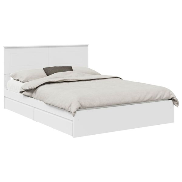 vidaXL Opslag bed met hoofdeinde Wit 140 x 190 cm Bewerkt hout