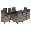 vidaXL 9-delige Tuinset met kussens poly rattan grijs