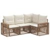 vidaXL Tuinbankenset 4 st 4-zits Beige en Cr&egrave;me Wit poly rattan