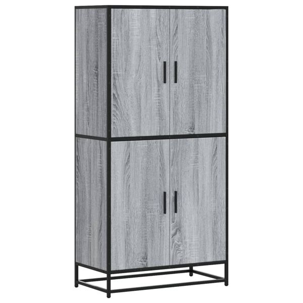 vidaXL Hoge kast 68x35x139 cm bewerkt hout grijs sonoma eikenkleurig