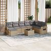vidaXL 9-delige Loungeset met kussens poly rattan beige