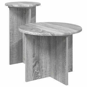 vidaXL Bijzettafelset 2 st Grijs sonoma &Oslash; 45 x 35 cm Bewerkt hout