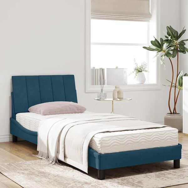 vidaXL Bed met matras "Hanko" fluweel blauw 90x200 cm