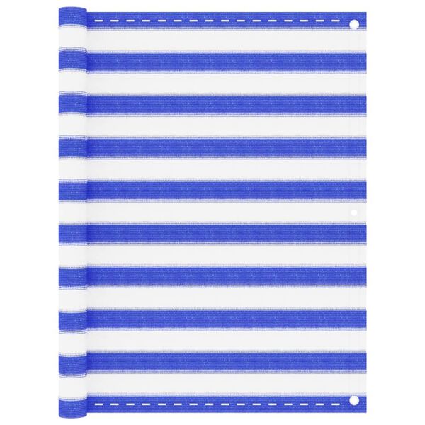 vidaXL Balkonscherm 120x400 cm HDPE blauw en wit