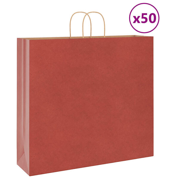 vidaXL Papieren zakken 50 st met hengsels 54x15x49 cm rood
