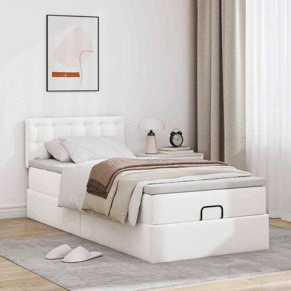 vidaXL Ottomaanse bed met matras 80x200cm kunstleer wit