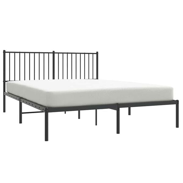 vidaXL Bedframe met hoofdbord metaal zwart 160x200 cm