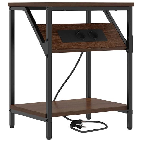 vidaXL Nachtkastje Bruin Eiken 38 x 30 x 48 cm Bewerkt hout