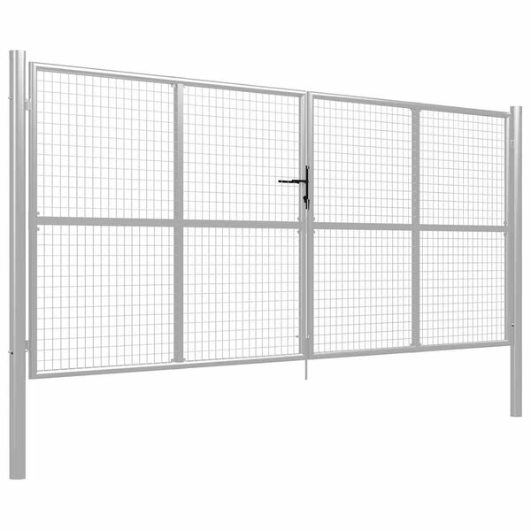 vidaXL Tuinpoort gegalvaniseerd staal 400x150 cm zilver