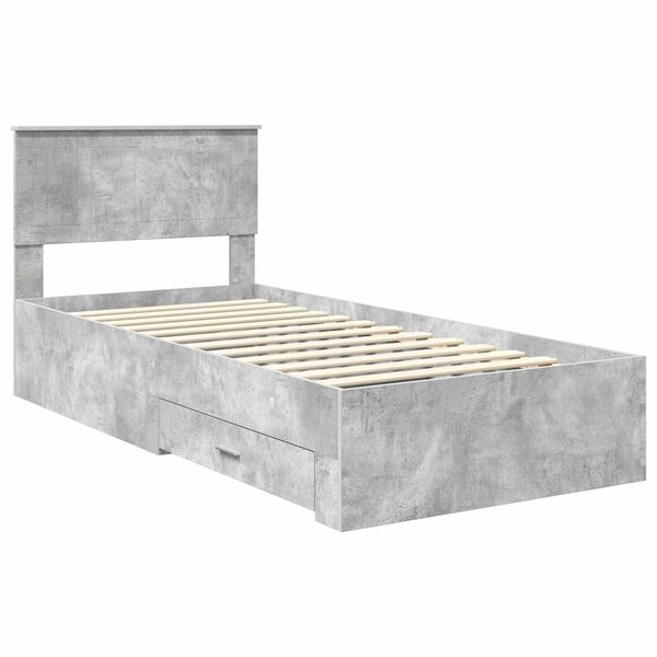 vidaXL Bedframe met hoofdeinde Beton Grijs 90 x 200 cm Bewerkt hout