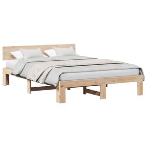 vidaXL Bedframe met hoofdeinde Naturel 140 x 200 cm Massief grenenhout