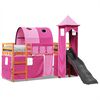 vidaXL Kinderhoogslaper met toren 80x200 cm massief grenenhout roze