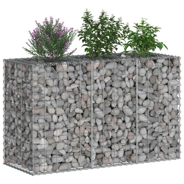 vidaXL Gabion Verhoogd Bed Zilver 130 x 50 x 80 cm