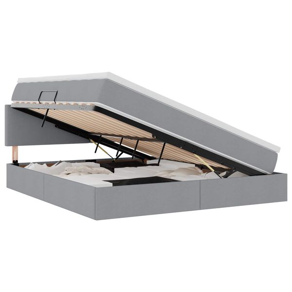 vidaXL Opbergbed met LED met matras Lichtgrijs 180 x 200 cm Stof