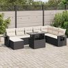 vidaXL 9-delige Loungeset met kussens poly rattan zwart