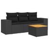 vidaXL 4-delige Loungeset met kussens poly rattan zwart