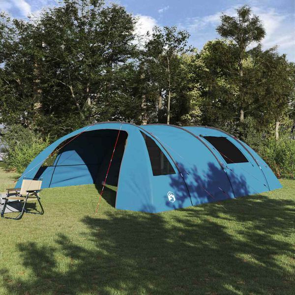 vidaXL Tunneltent met dak met opslag Blauw en Grijs 700 x 590 x 215 cm