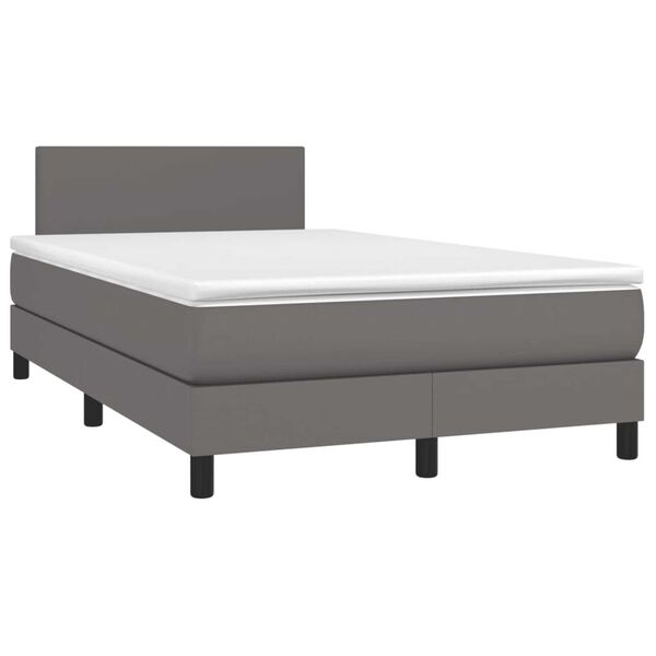 vidaXL Boxspring met matras kunstleer grijs 120x190 cm