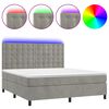 vidaXL Boxspring met matras en LED fluweel lichtgrijs 180x200 cm