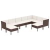 vidaXL 9-delige Loungeset met kussens poly rattan bruin