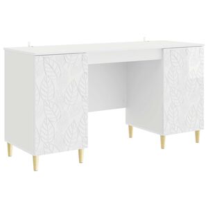vidaXL Bureau Hoogglans Wit Bewerkt hout 142,5 x 50 x 75 cm