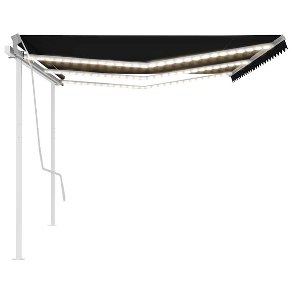 vidaXL Luifel handmatig uittrekbaar met LED 6x3 m antracietkleurig