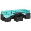 vidaXL 8-delige Loungeset met kussens poly rattan acacia zwart