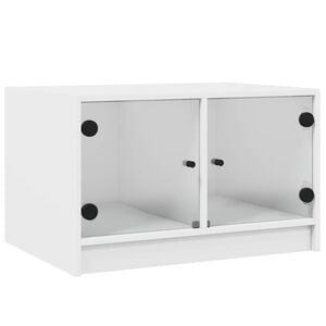 vidaXL Salontafel met glazen deuren 68x50x42 cm wit