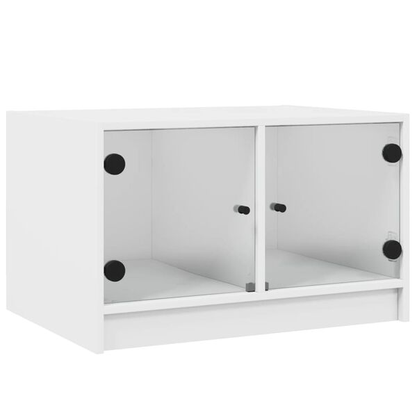 vidaXL Salontafel met glazen deuren 68x50x42 cm wit