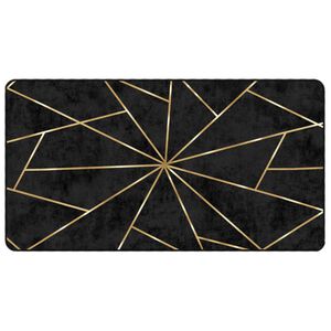 vidaXL Vloerkleed wasbaar 80x150 cm zwart en goudkleurig