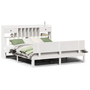 vidaXL Bed met boekenkast zonder matras grenenhout wit 180x200 cm
