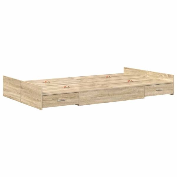 vidaXL Opbergbedframe met lade Sonoma Eiken 120 x 190 cm Bewerkt hout
