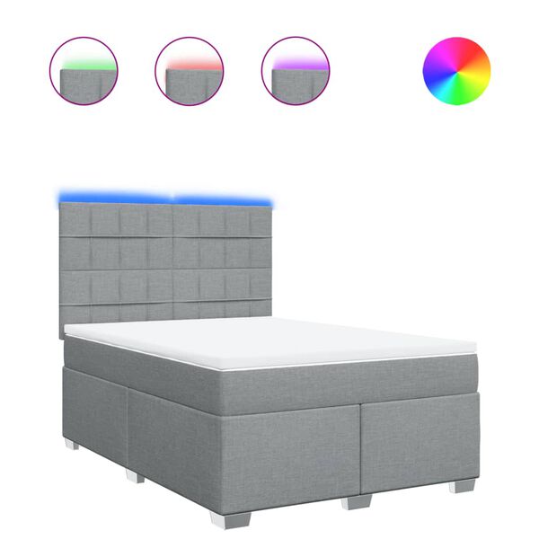 vidaXL Boxspring met matras stof lichtgrijs 160x200 cm